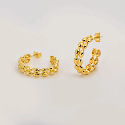14k Dainty C Shaped Layered Hoop Earrings