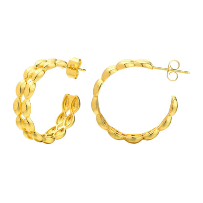 14k Dainty C Shaped Layered Hoop Earrings