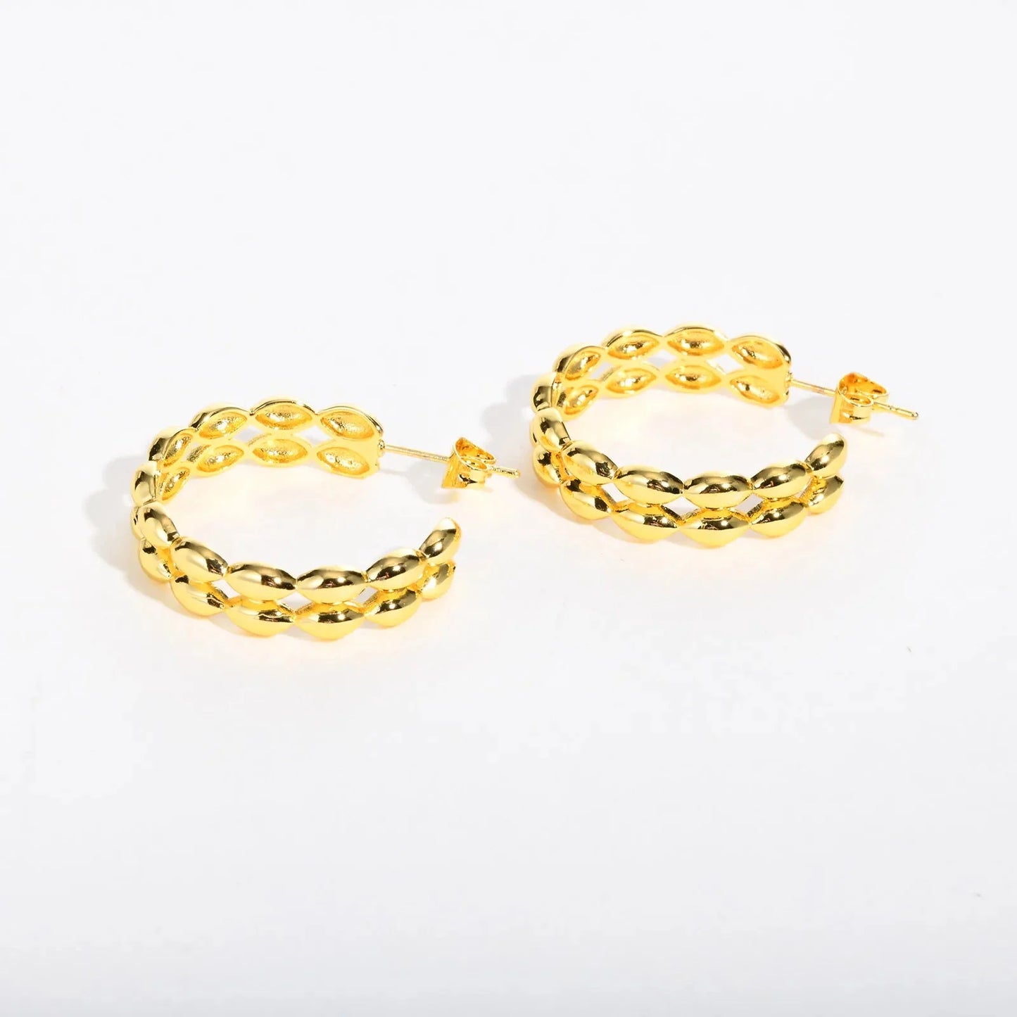 14k Dainty C Shaped Layered Hoop Earrings