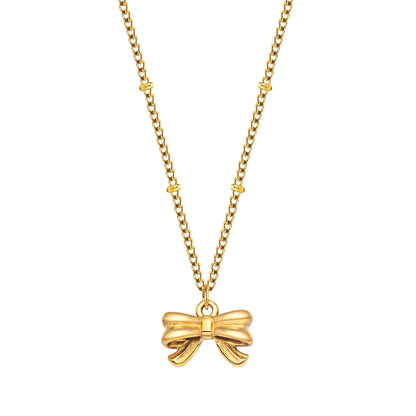 14k Dainty Feminine Bow Necklace