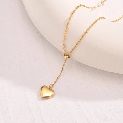 14k Dainty Feminine Heart Dangle Necklace