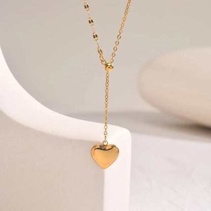 14k Dainty Feminine Heart Dangle Necklace
