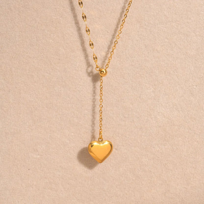 14k Dainty Feminine Heart Dangle Necklace