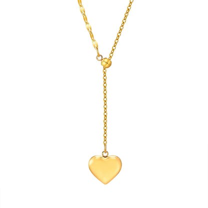 14k Dainty Feminine Heart Dangle Necklace