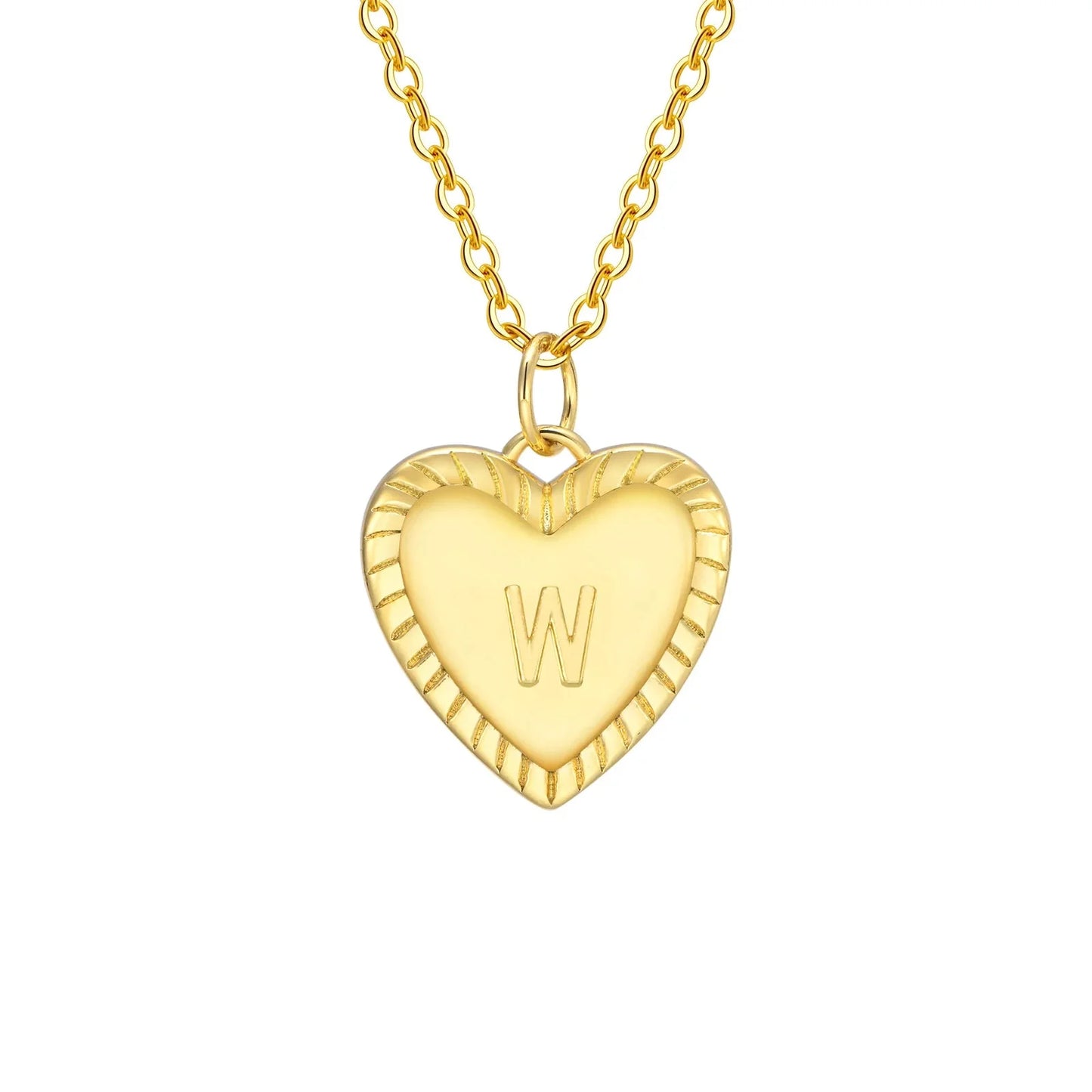 14k Dainty Heart Pendant Letter Initial Necklace