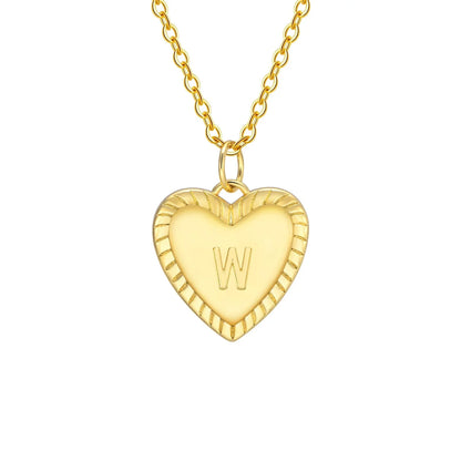 14k Dainty Heart Pendant Letter Initial Necklace