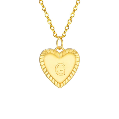 14k Dainty Heart Pendant Letter Initial Necklace