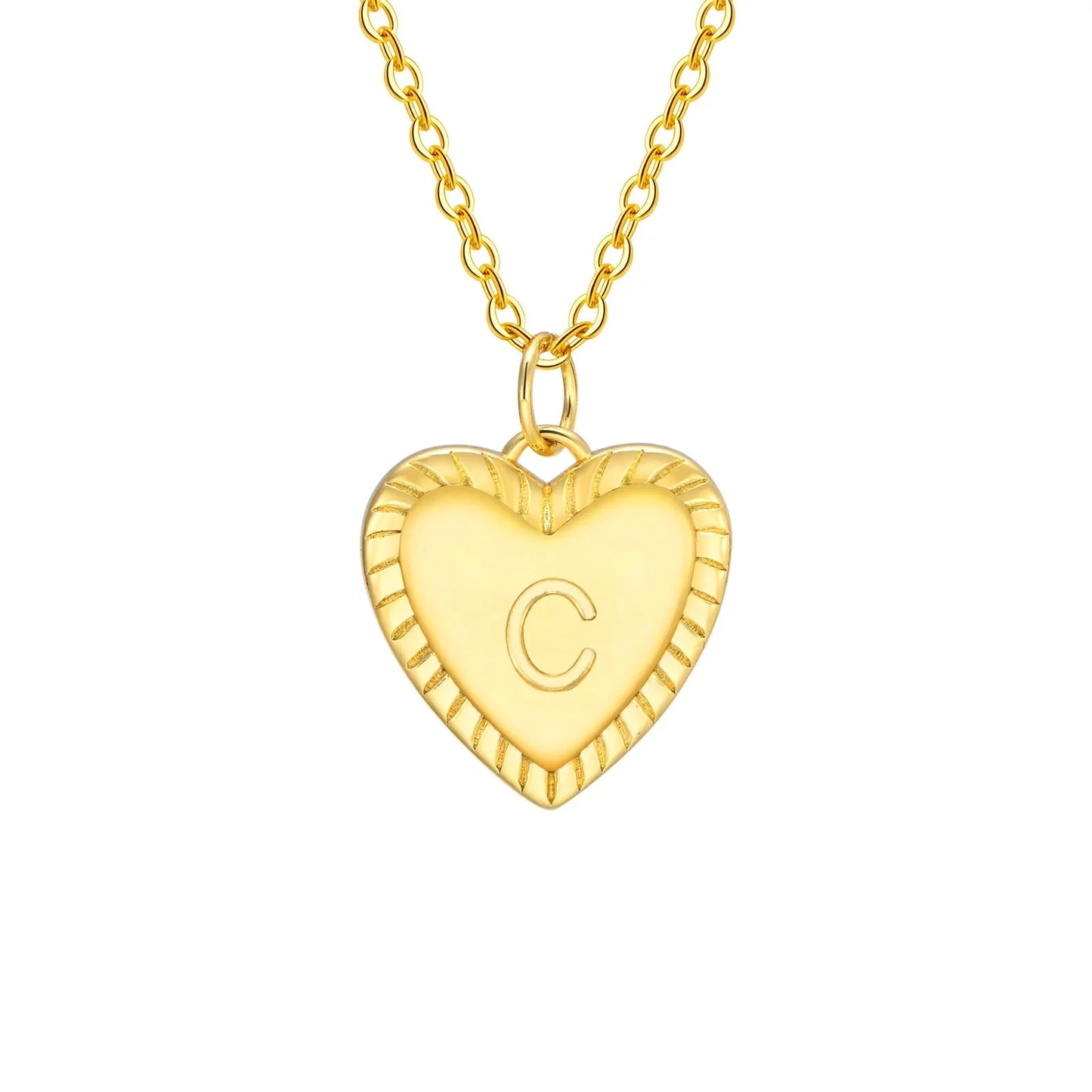 14k Dainty Heart Pendant Letter Initial Necklace