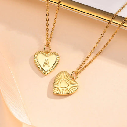 14k Dainty Heart Pendant Letter Initial Necklace