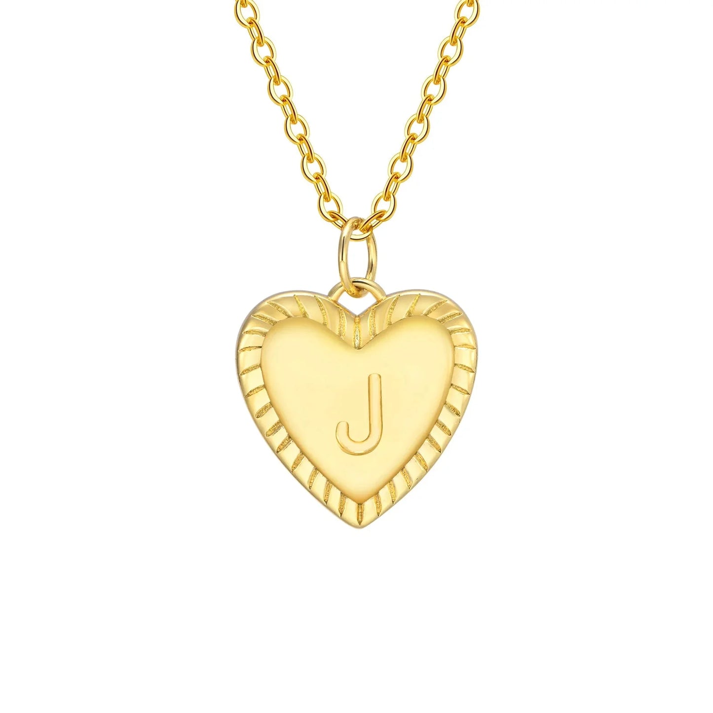 14k Dainty Heart Pendant Letter Initial Necklace