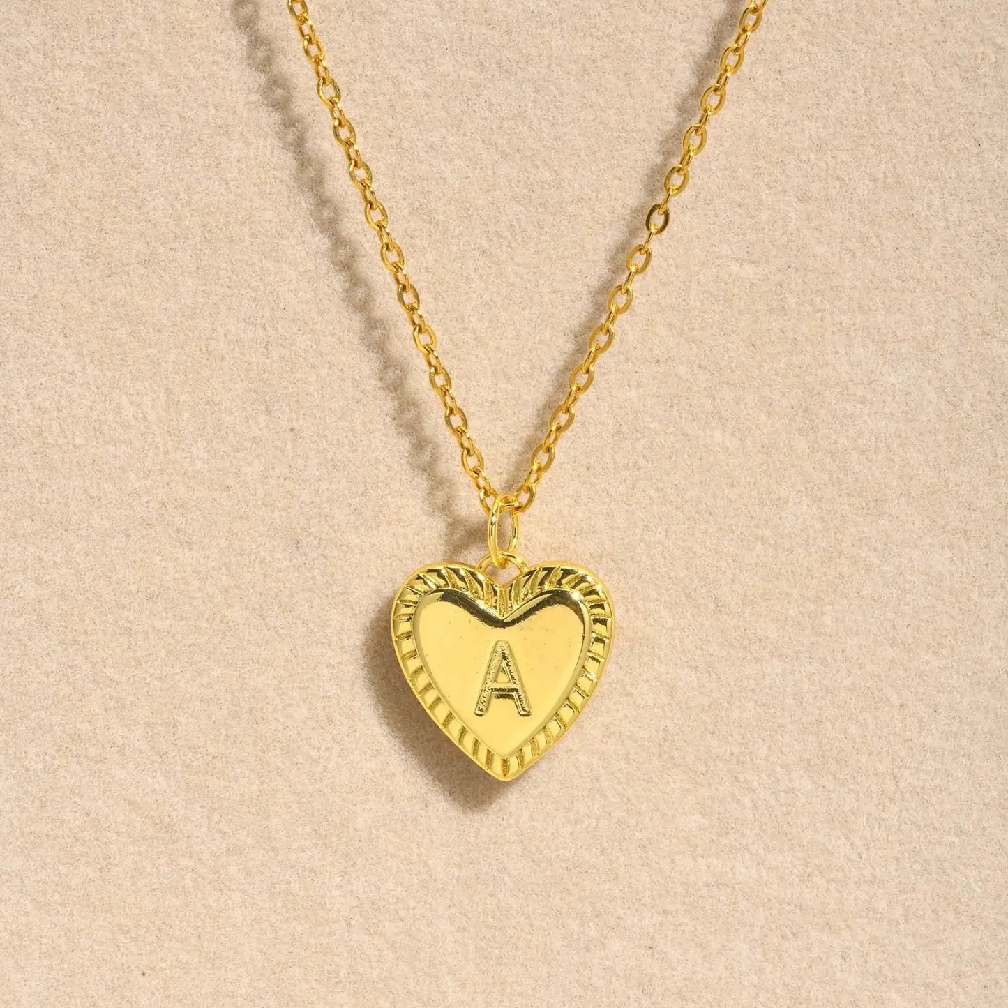 14k Dainty Heart Pendant Letter Initial Necklace