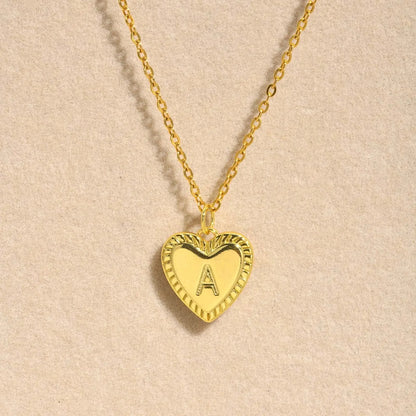 14k Dainty Heart Pendant Letter Initial Necklace