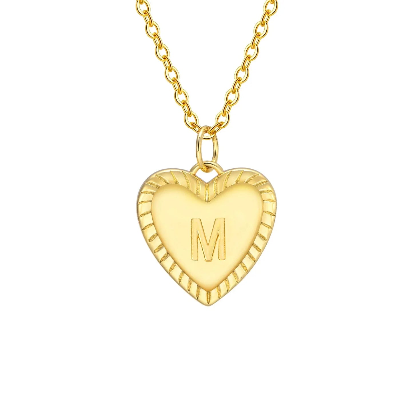 14k Dainty Heart Pendant Letter Initial Necklace
