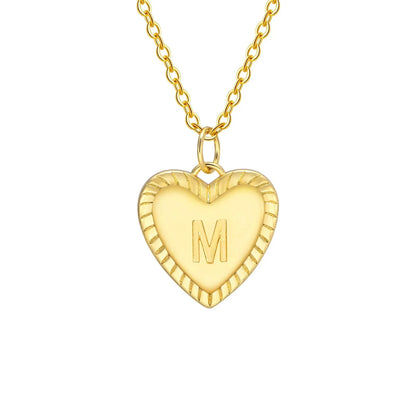 14k Dainty Heart Pendant Letter Initial Necklace
