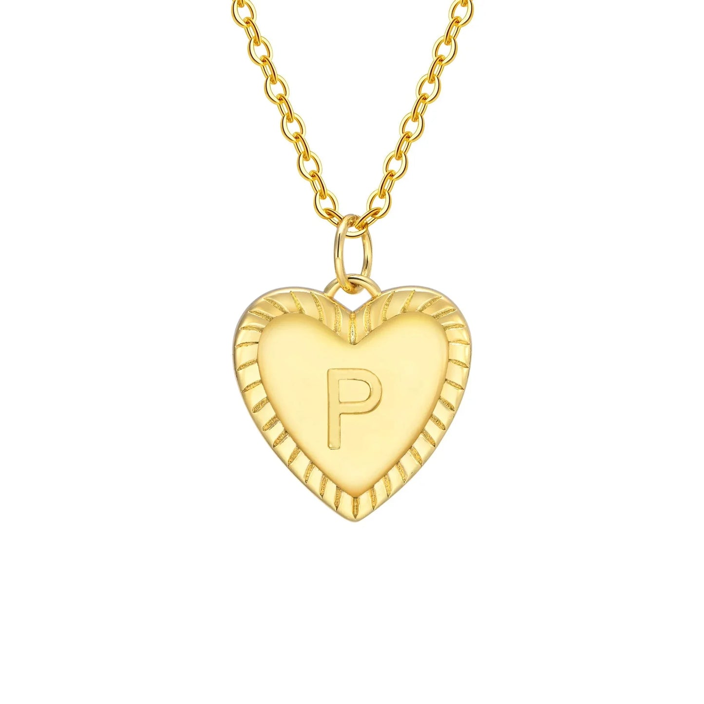 14k Dainty Heart Pendant Letter Initial Necklace