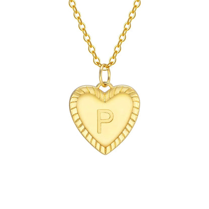 14k Dainty Heart Pendant Letter Initial Necklace
