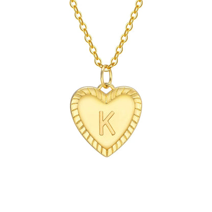 14k Dainty Heart Pendant Letter Initial Necklace