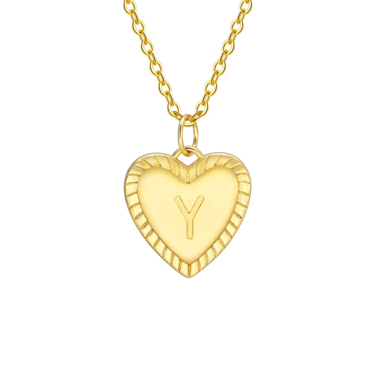 14k Dainty Heart Pendant Letter Initial Necklace