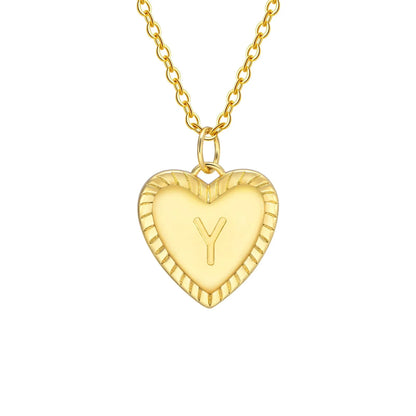 14k Dainty Heart Pendant Letter Initial Necklace