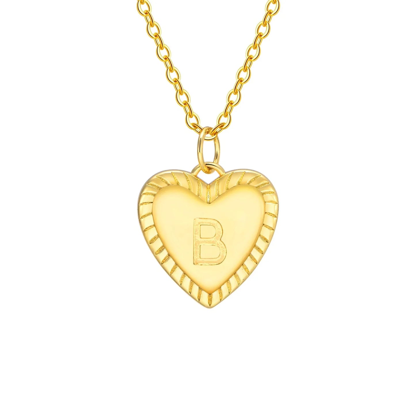 14k Dainty Heart Pendant Letter Initial Necklace