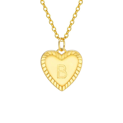 14k Dainty Heart Pendant Letter Initial Necklace