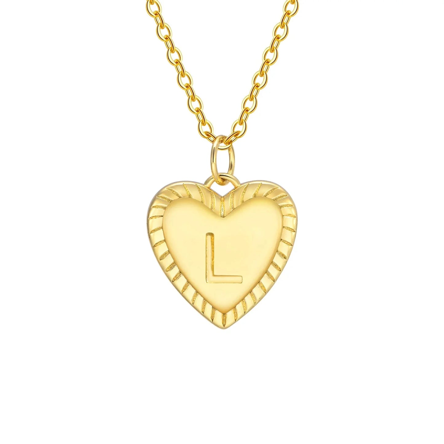 14k Dainty Heart Pendant Letter Initial Necklace