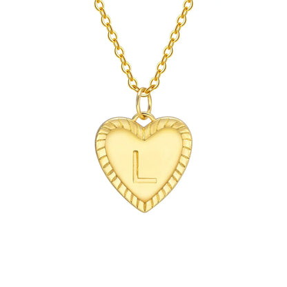14k Dainty Heart Pendant Letter Initial Necklace