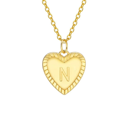 14k Dainty Heart Pendant Letter Initial Necklace