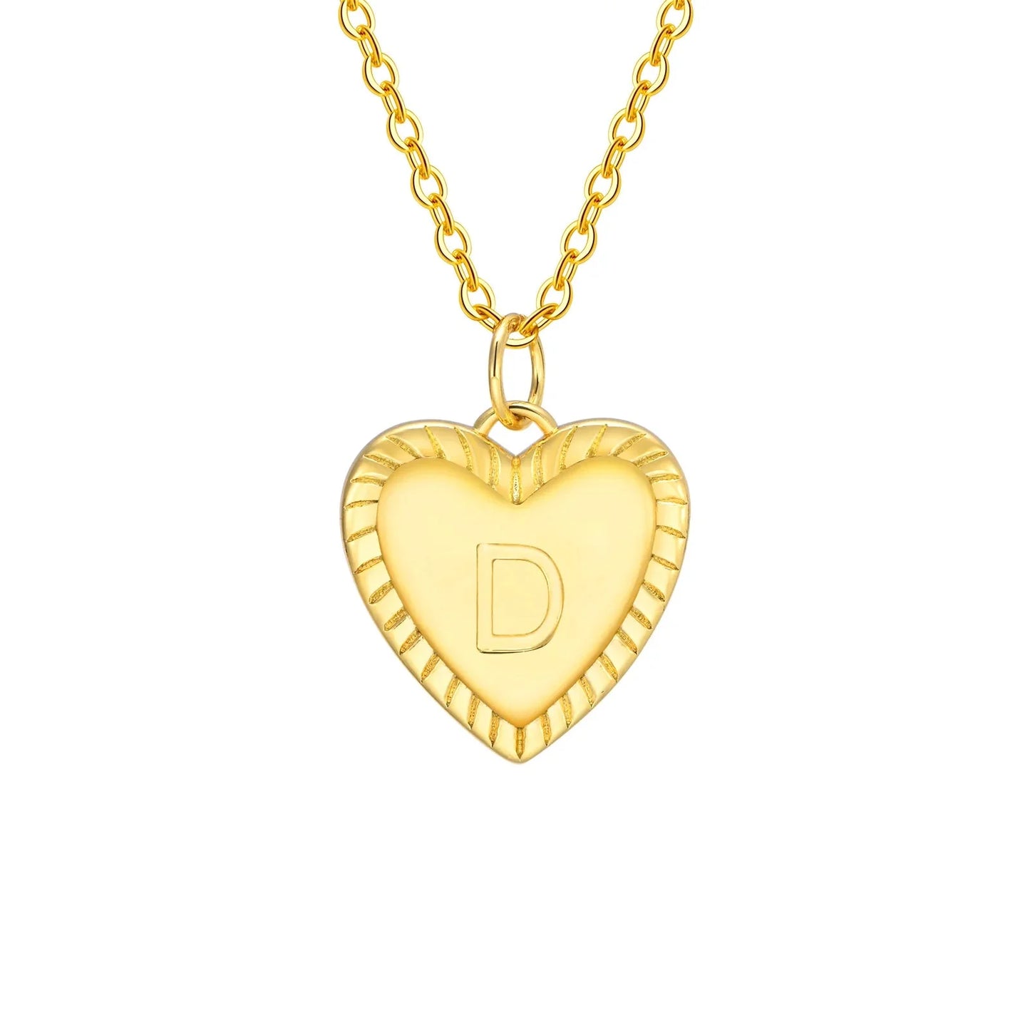 14k Dainty Heart Pendant Letter Initial Necklace