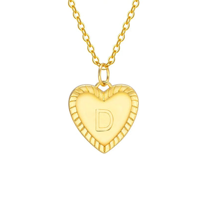 14k Dainty Heart Pendant Letter Initial Necklace