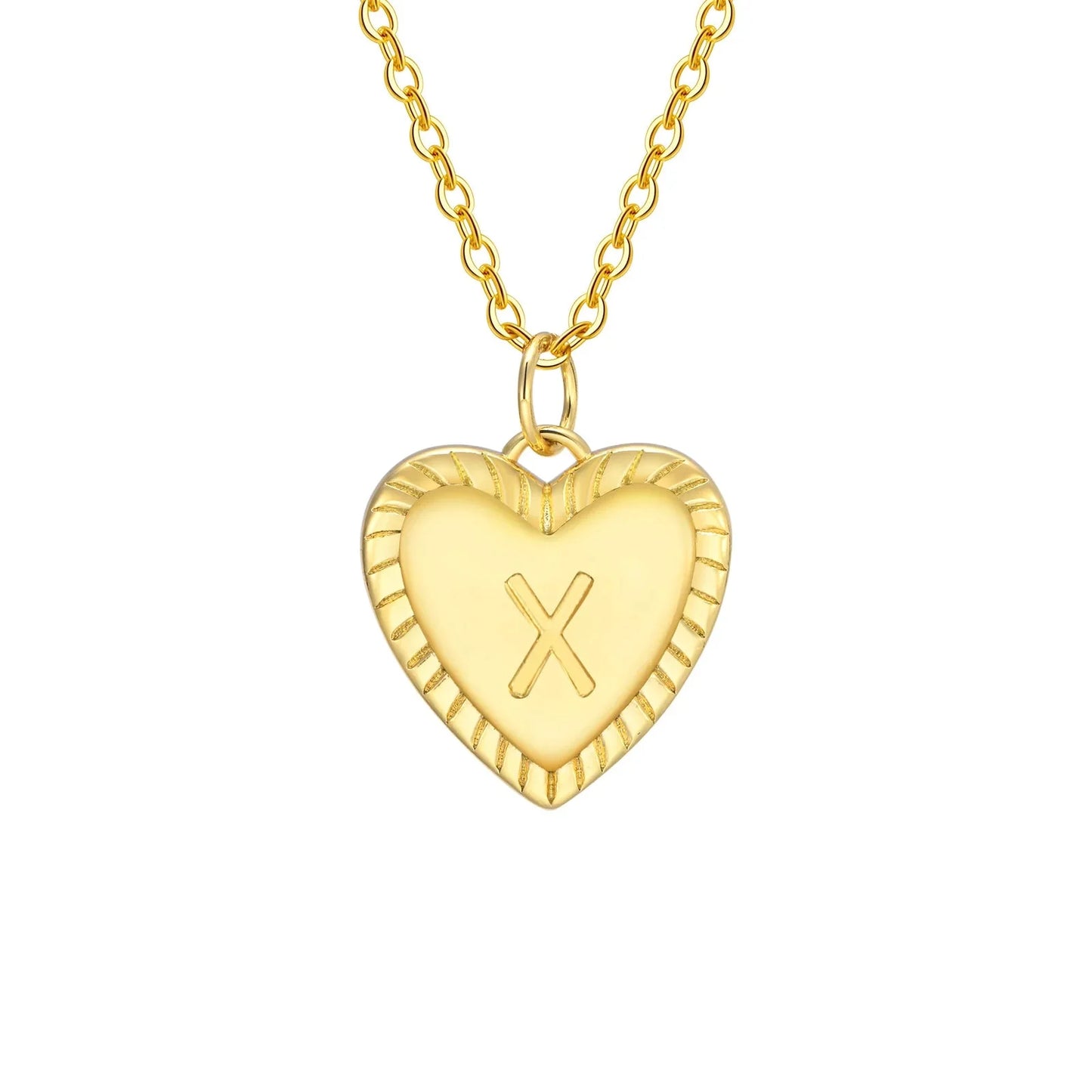 14k Dainty Heart Pendant Letter Initial Necklace