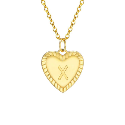 14k Dainty Heart Pendant Letter Initial Necklace