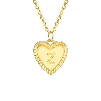 14k Dainty Heart Pendant Letter Initial Necklace
