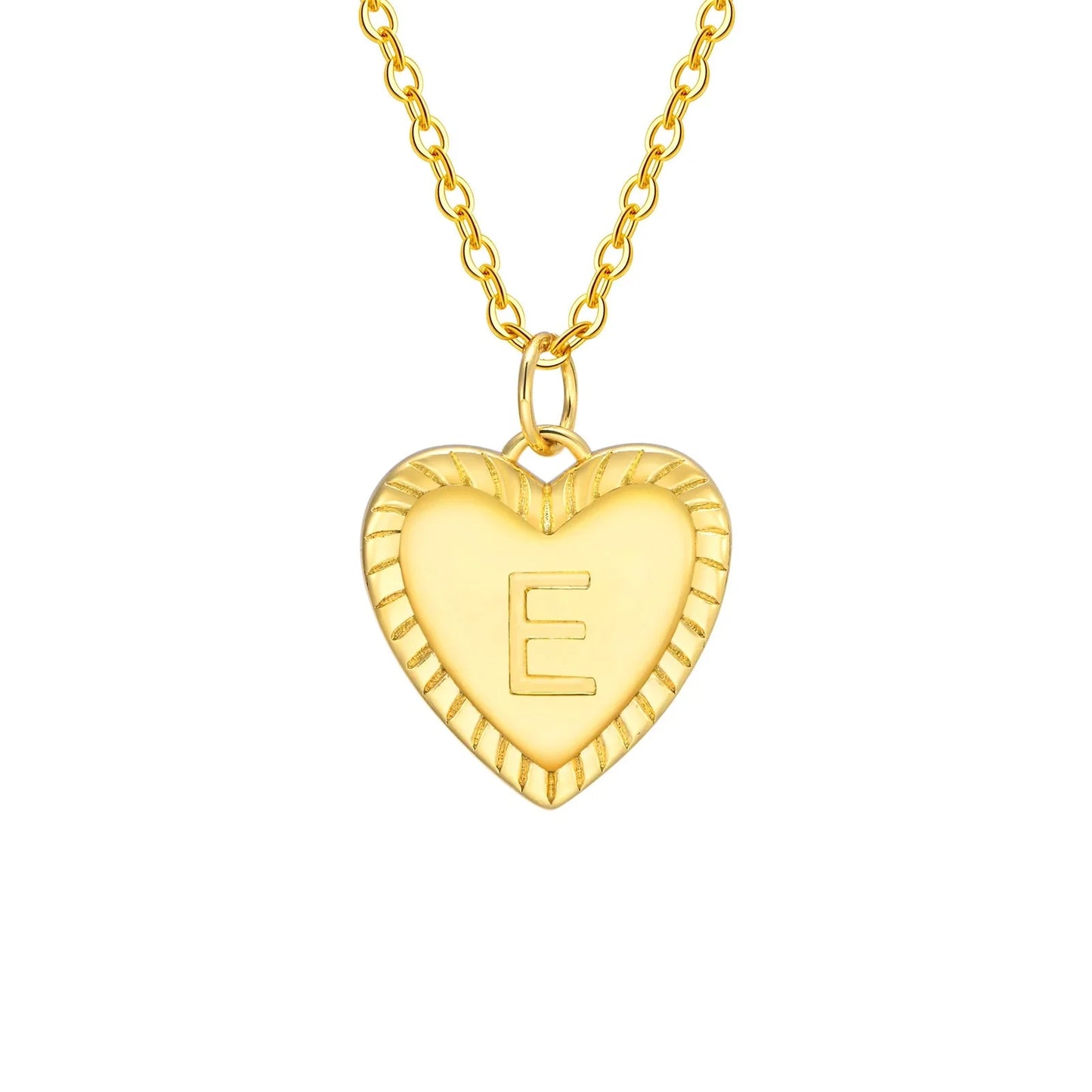 14k Dainty Heart Pendant Letter Initial Necklace