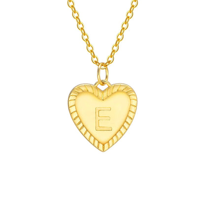 14k Dainty Heart Pendant Letter Initial Necklace