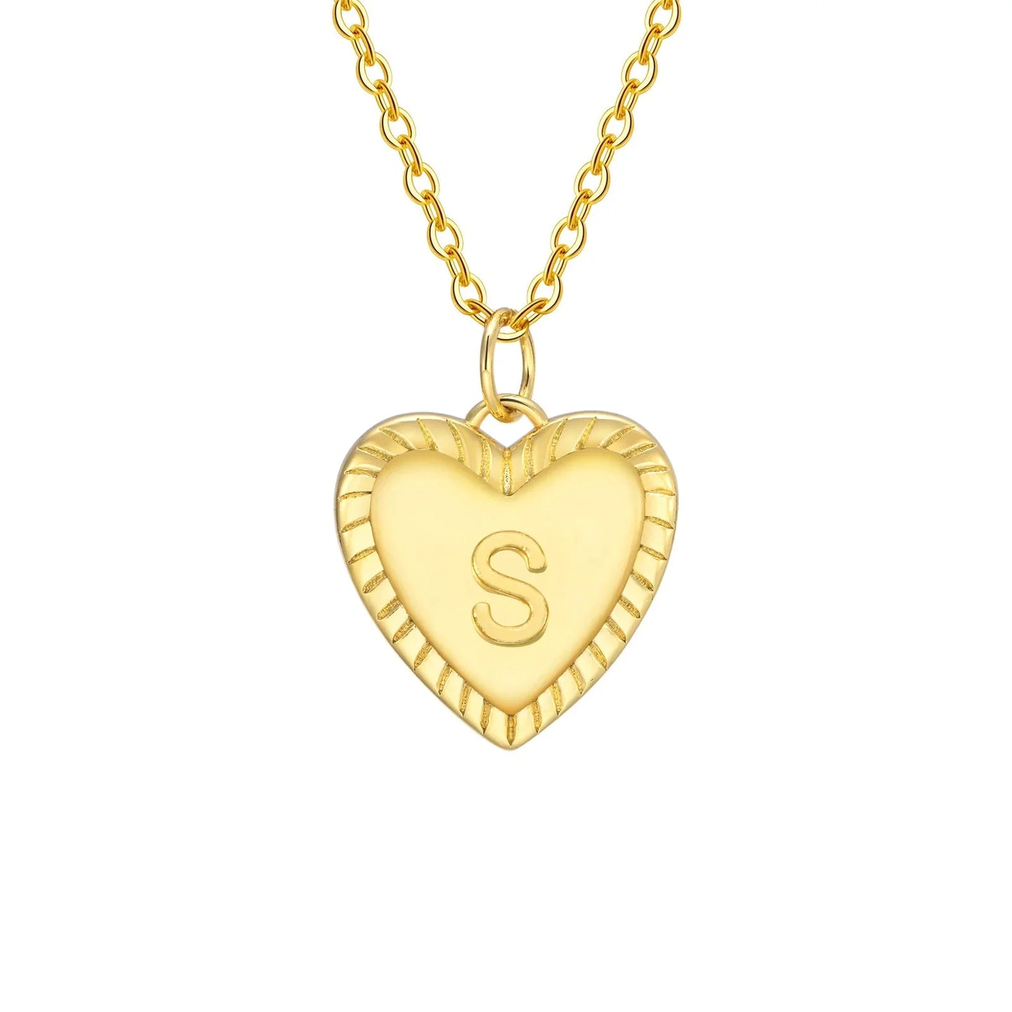 14k Dainty Heart Pendant Letter Initial Necklace