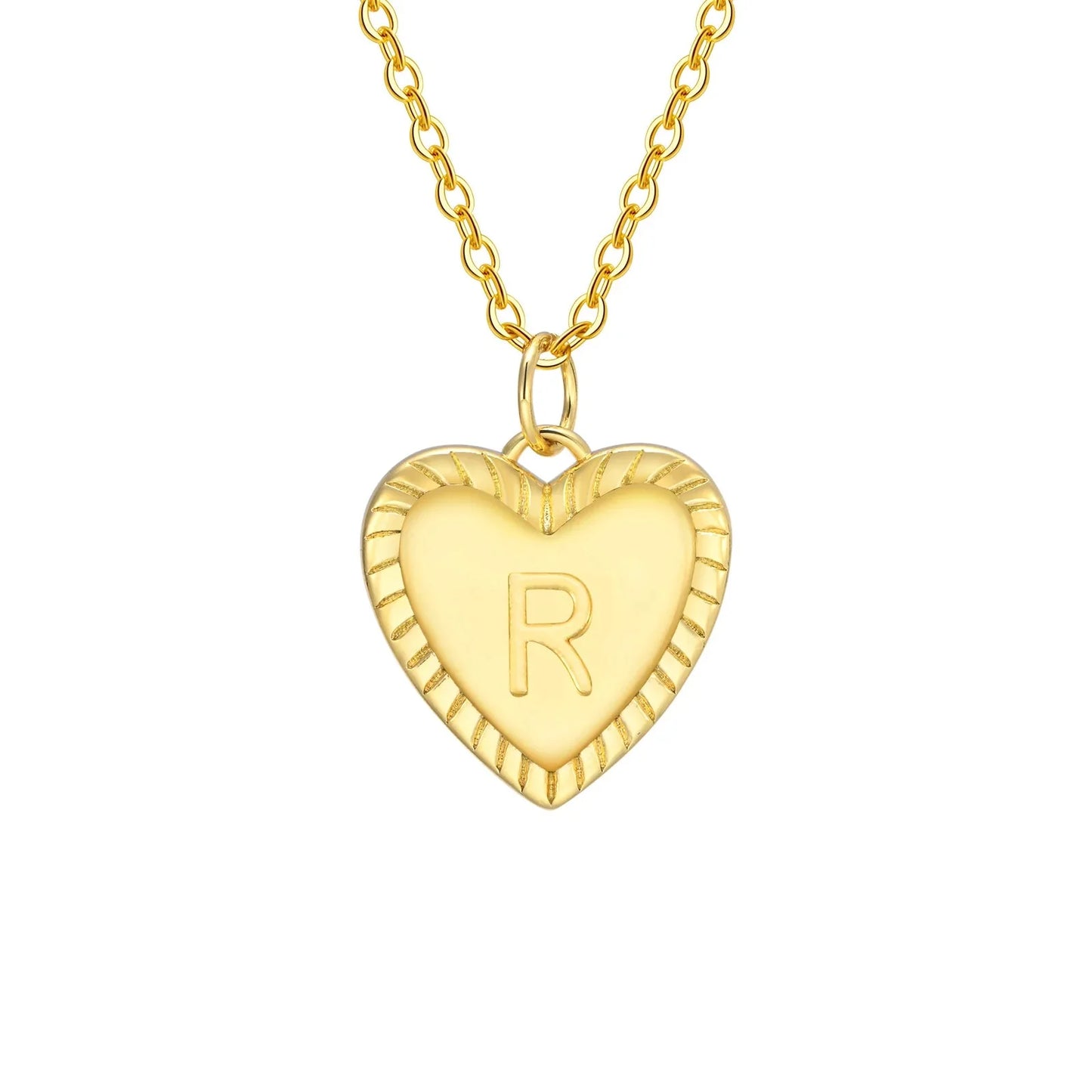 14k Dainty Heart Pendant Letter Initial Necklace