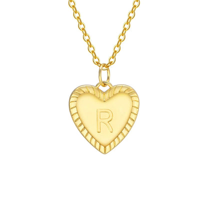 14k Dainty Heart Pendant Letter Initial Necklace