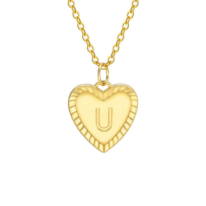 14k Dainty Heart Pendant Letter Initial Necklace