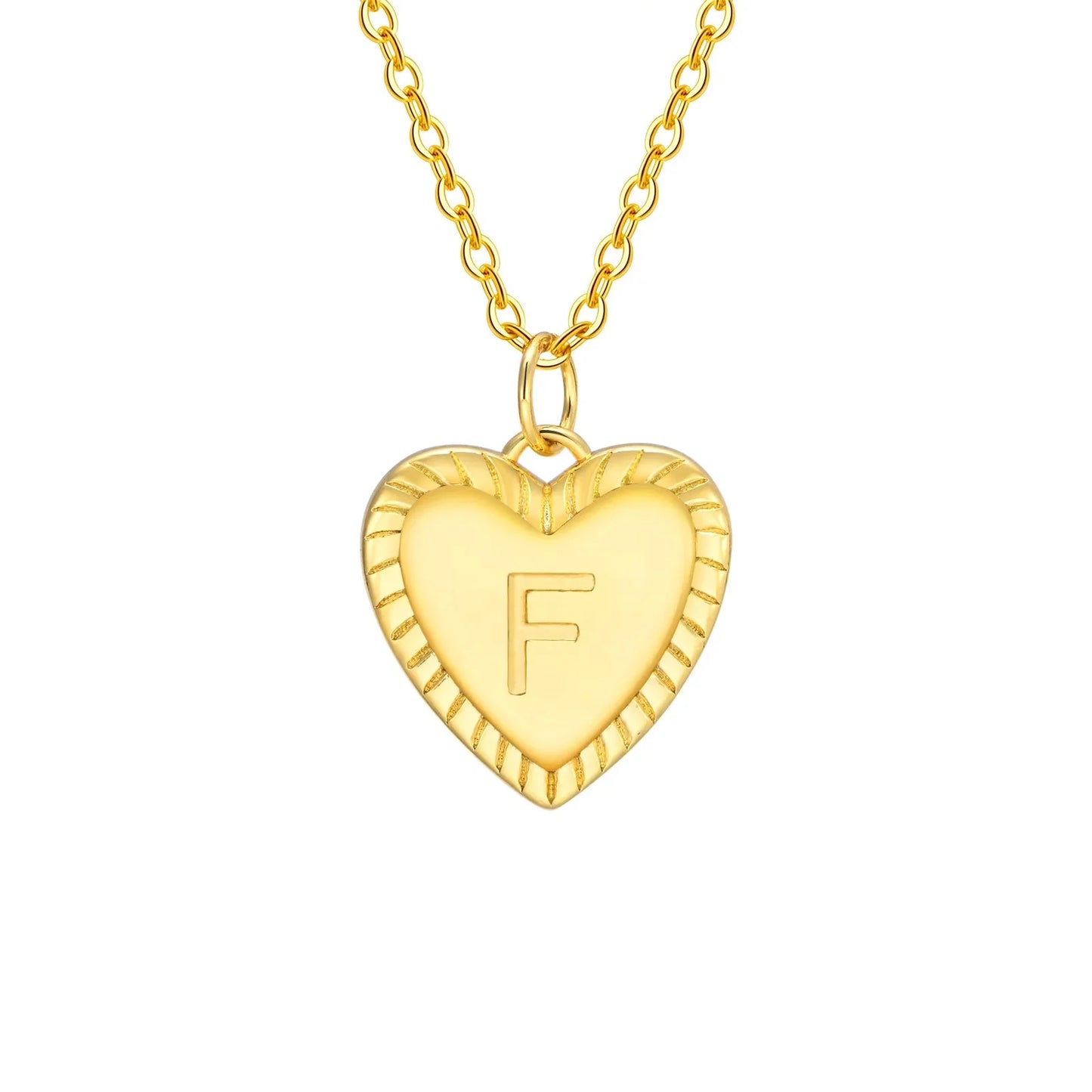14k Dainty Heart Pendant Letter Initial Necklace
