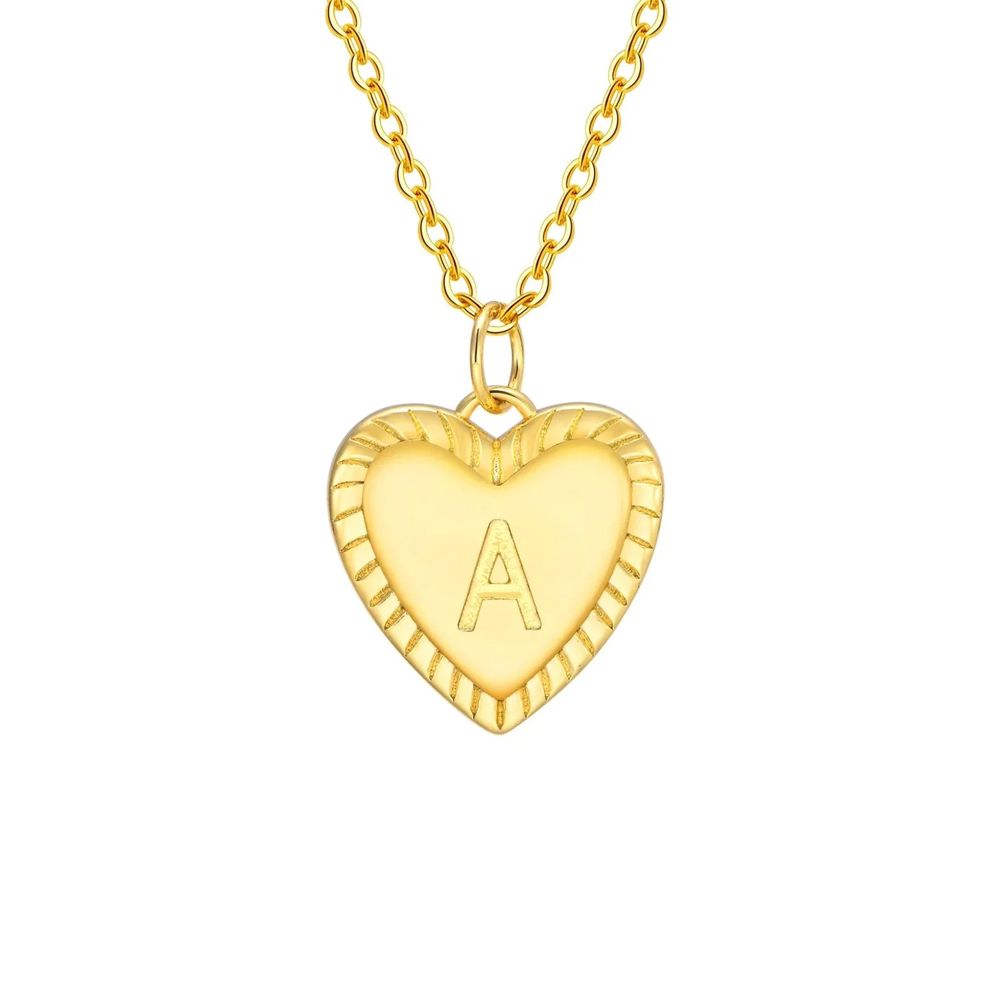 14k Dainty Heart Pendant Letter Initial Necklace