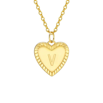 14k Dainty Heart Pendant Letter Initial Necklace