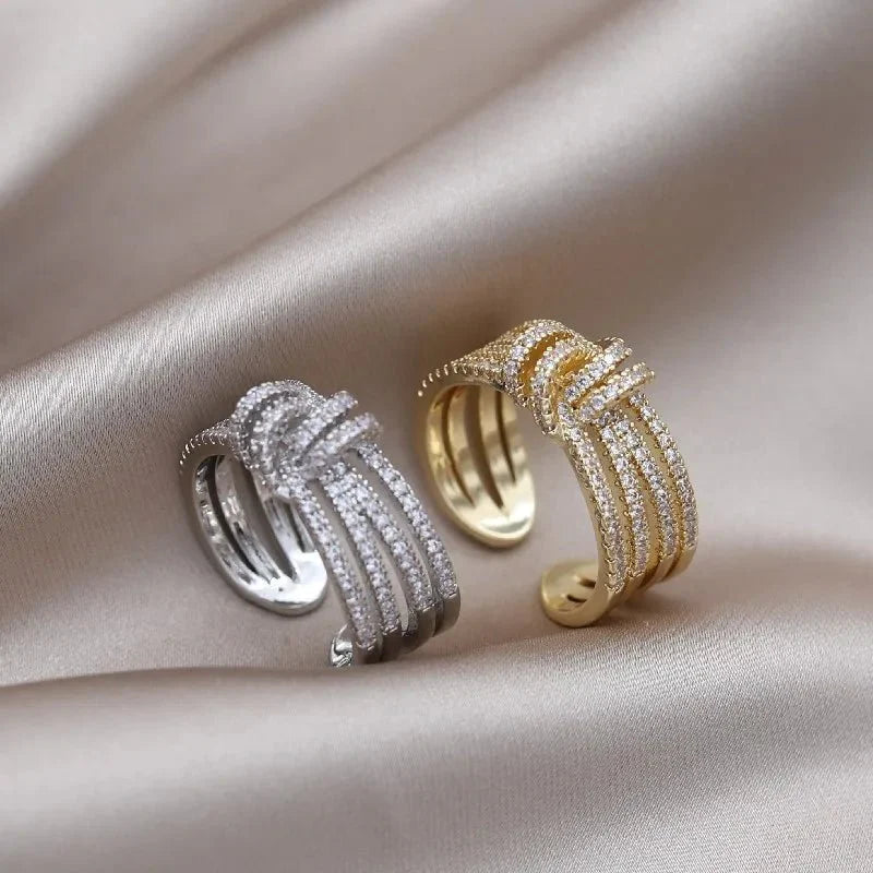 14k Dainty Layered Diamond Knot Ring