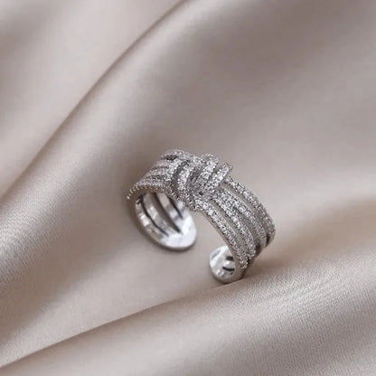 14k Dainty Layered Diamond Knot Ring