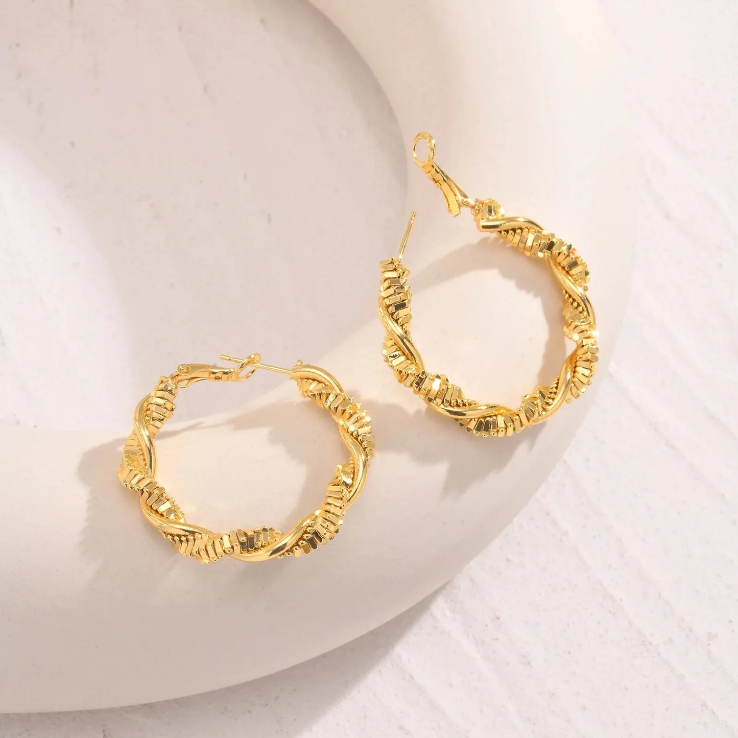 14k Deluxe Textured Spiral Hoop Earrings