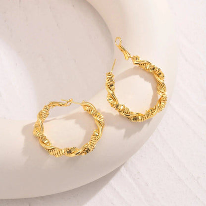 14k Deluxe Textured Spiral Hoop Earrings