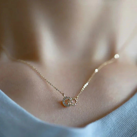 14K S925 Interlaced Diamond Circles Necklace