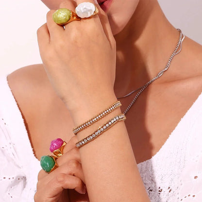 18k Accented Diamond Tennis Bracelet