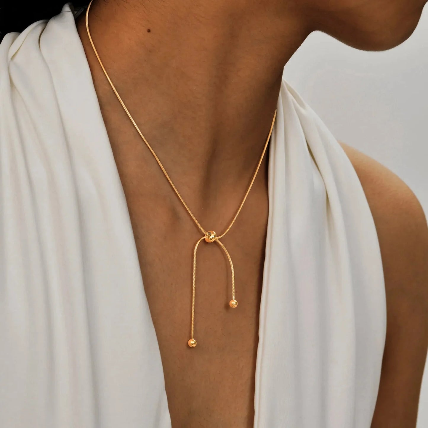 18k Adjustable Tassel Snake Chain Necklace