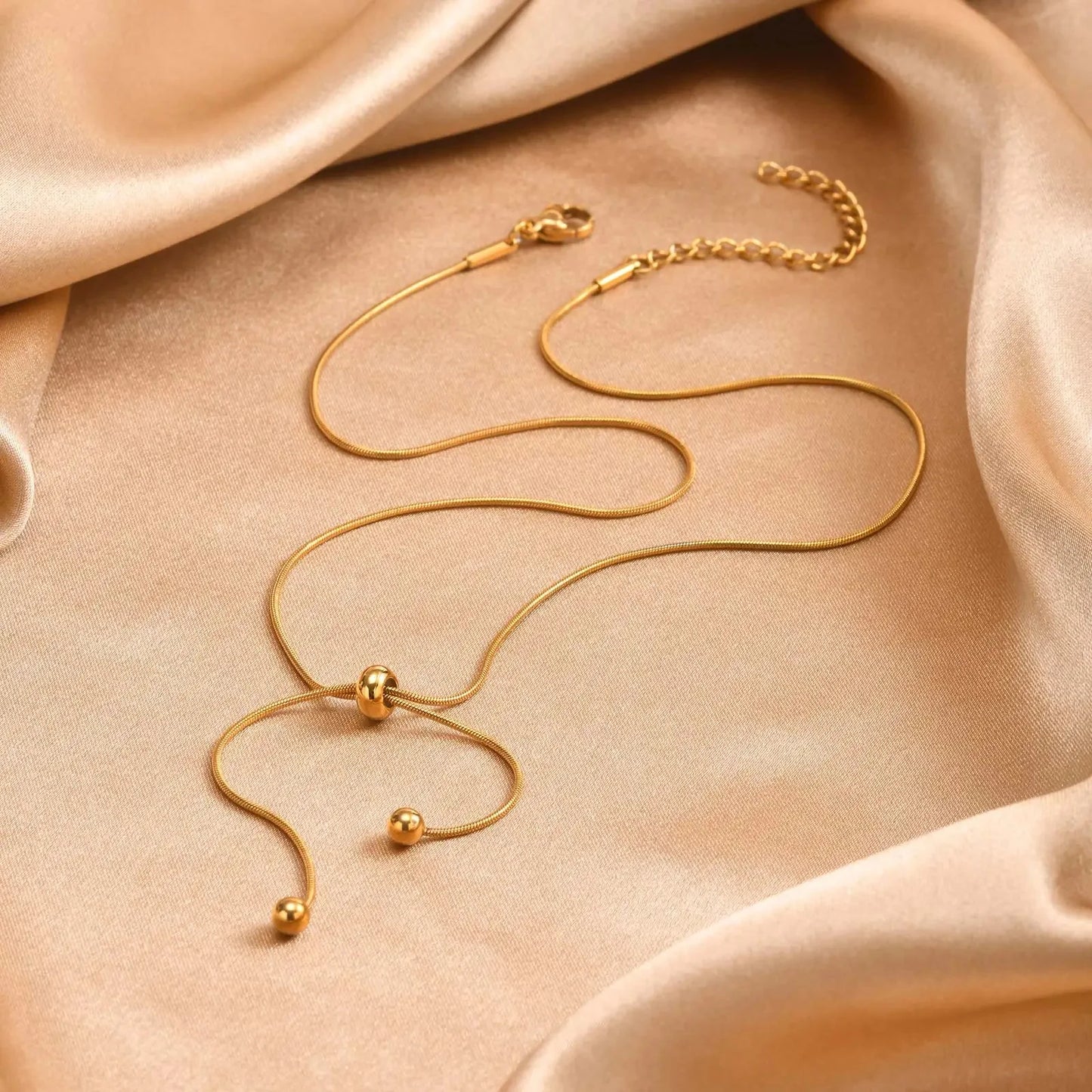 18k Adjustable Tassel Snake Chain Necklace